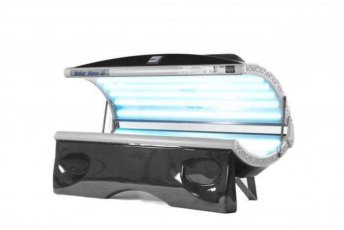 Solar Wave 16 Deluxe Tanning Bed with 16 Lamps open on an angle